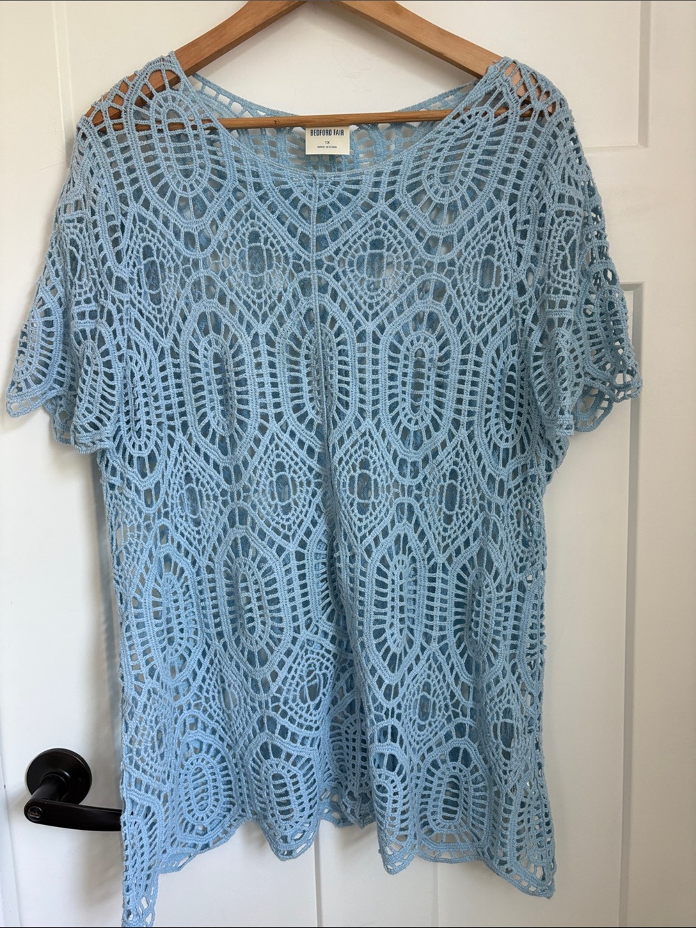 Baby Blue Crochet Lace Tunic - Beach Coverup
